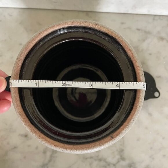 ROWE POTTERY WORKS Salt Glazed Blue Heart Pattern 1990 Crock 8 Cup Capacity - Picture 15 of 16